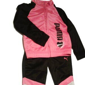 Puma kids' 2- piece Tech fleece set, pink and black, 3T